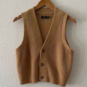 VOLCOM Tan Knit Button-Up Vest